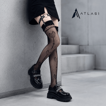 Stokin Bercorak Hati Gothic Techwear Wanita