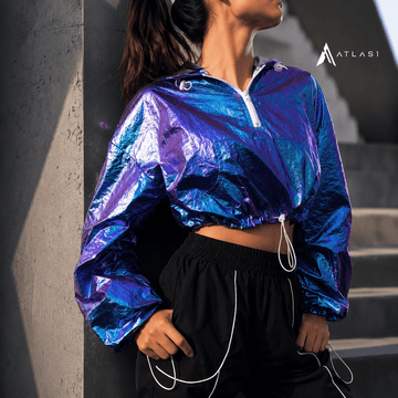 Women's Holographic Hooded Cyber Punk Crop Top - ATLAS 1
