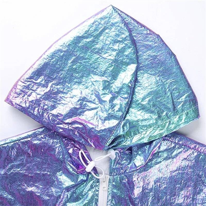 Women's Holographic Hooded Cyber Punk Crop Top - ATLAS 1