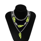 Women's Neon Color Flame Multi - Layer Techwear Necklace - ATLAS 1