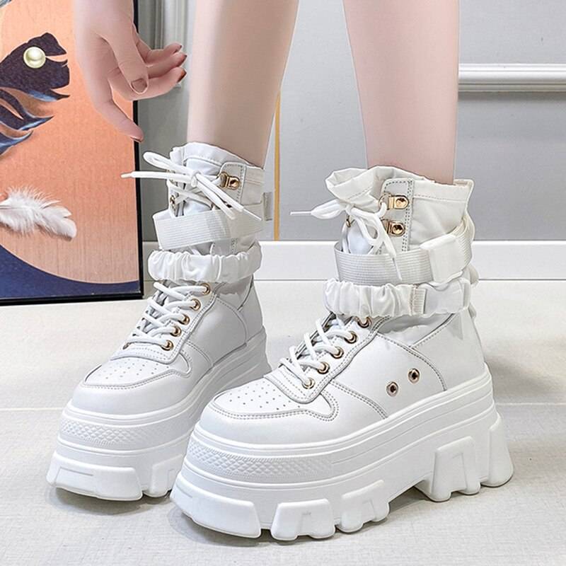 Women's Neon Green Chunky Techwear Boots - ATLAS 1