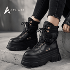 Women's Neon Green Chunky Techwear Boots - ATLAS 1