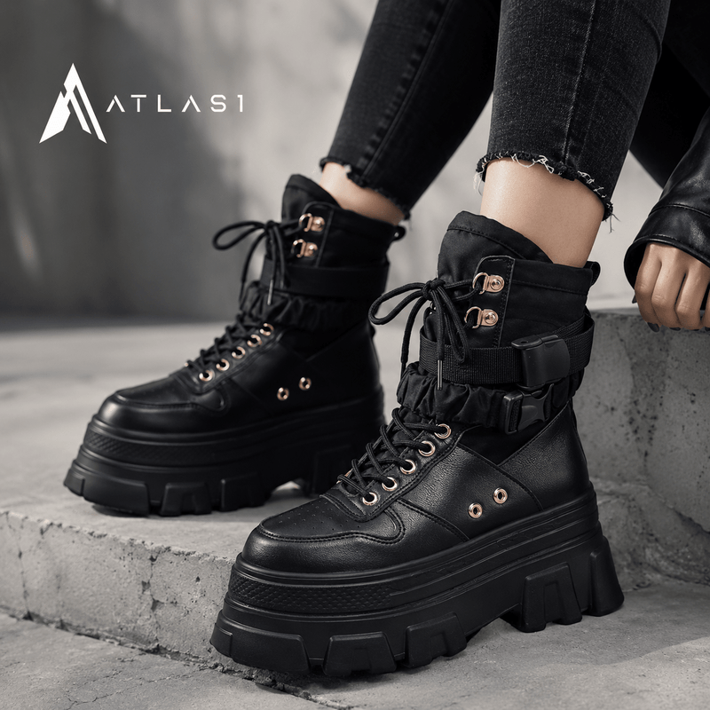 Women's Neon Green Chunky Techwear Boots - ATLAS 1