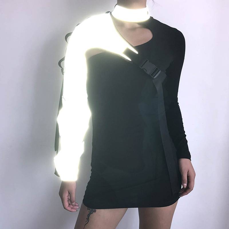 Women's Neon Green One Shoulder Techwear Crop Top - ATLAS 1