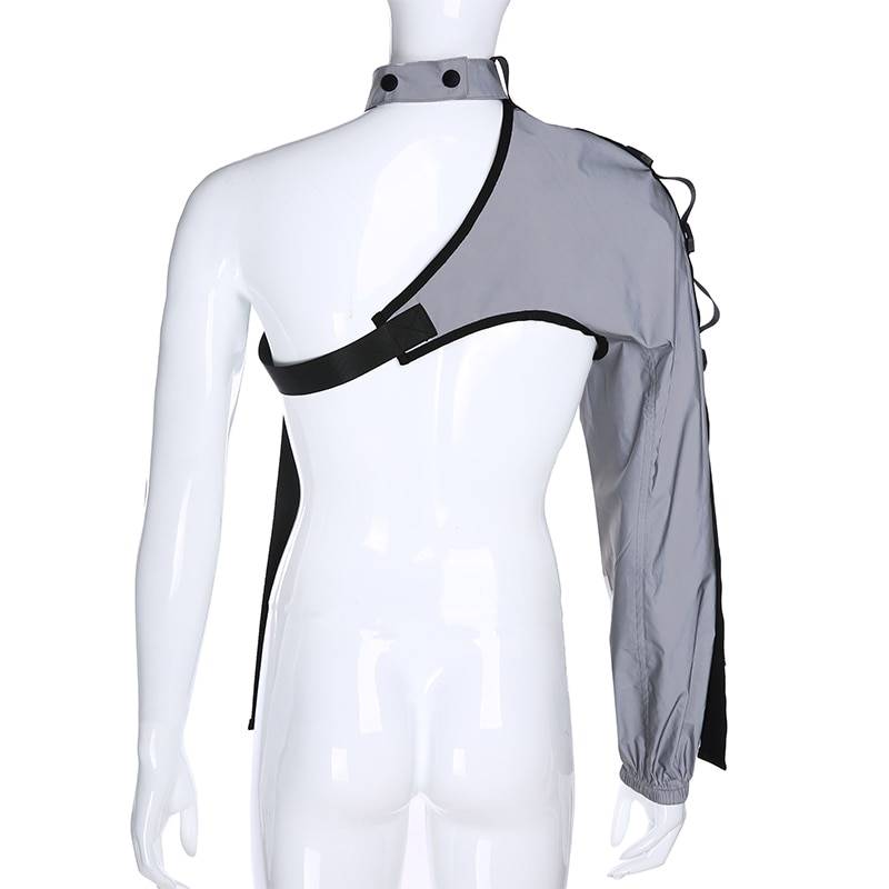Women's Neon Green One Shoulder Techwear Crop Top - ATLAS 1