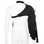 Women's Neon Green One Shoulder Techwear Crop Top - ATLAS 1