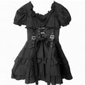 Women's O - Neck High Waist Gothic Techwear Dress - ATLAS 1
