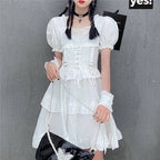 Women's O - Neck High Waist Gothic Techwear Dress - ATLAS 1