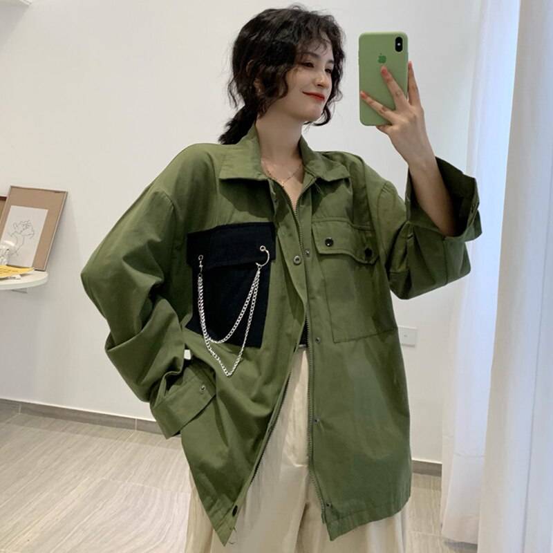 Women's Oversized Contrast Pocket Techwear Jacket - ATLAS 1