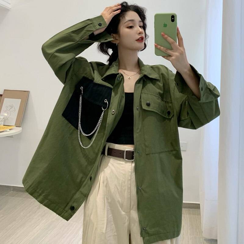 Women's Oversized Contrast Pocket Techwear Jacket - ATLAS 1