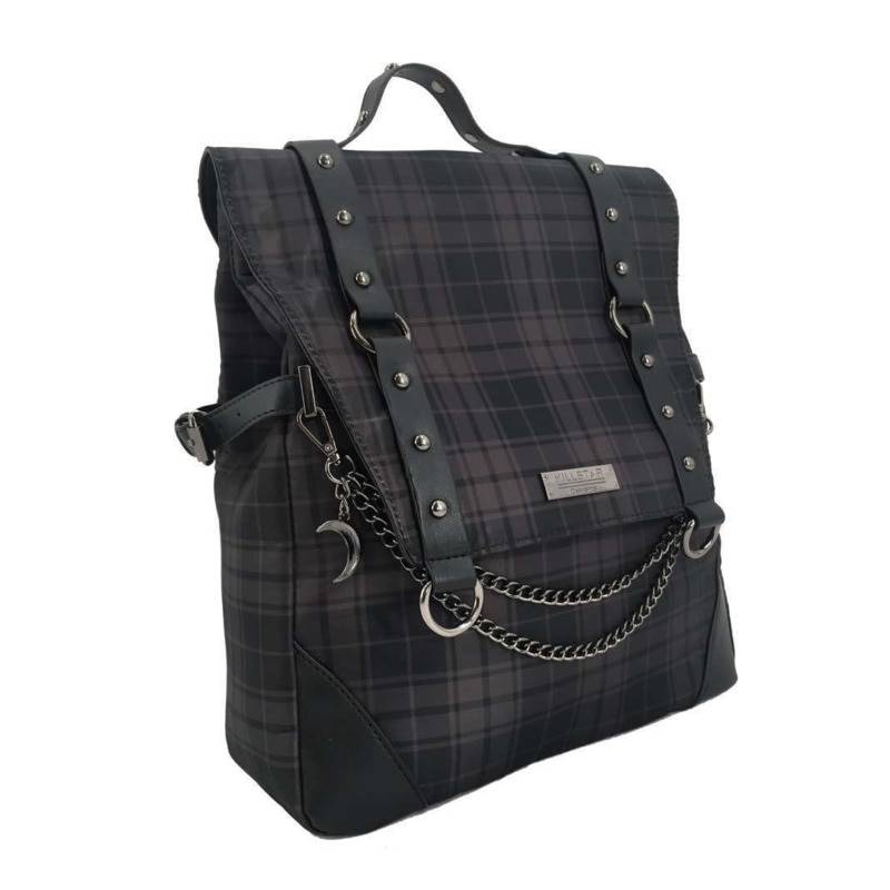 Women's Plaid Leather Gothic Techwear Backpack - ATLAS 1
