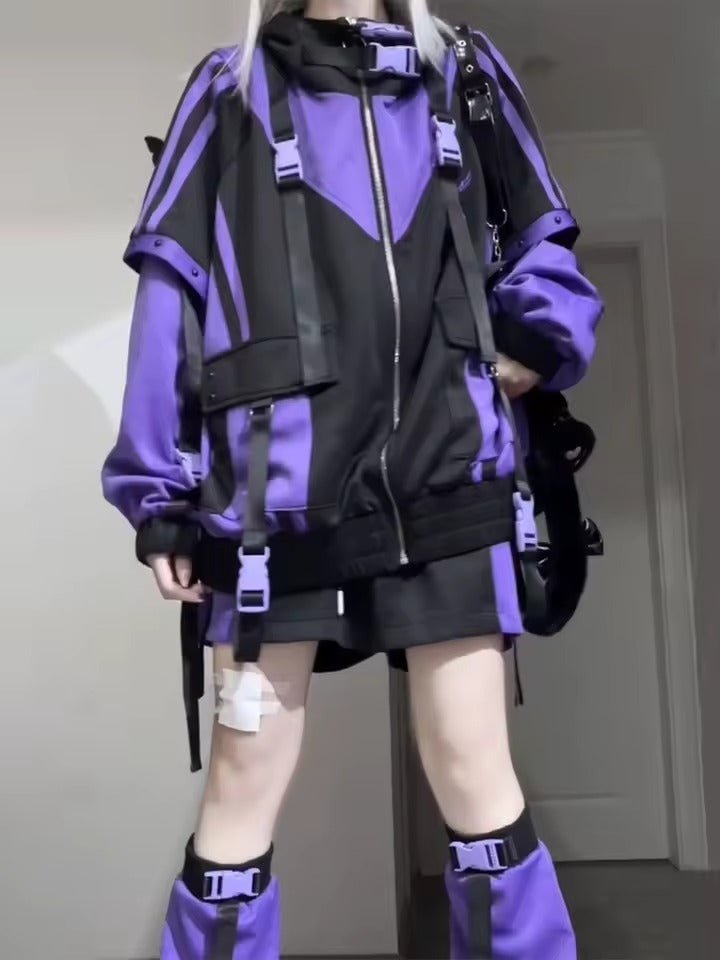 Women's Purple Techwear Jacket — Relaxed cut for layering