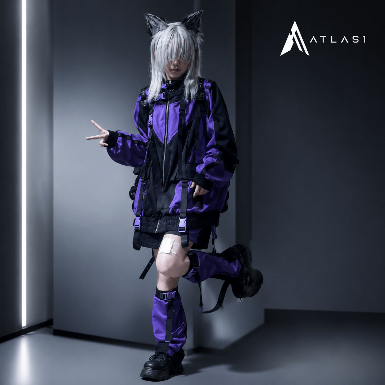 Women's Purple Techwear Jacket - ATLAS 1