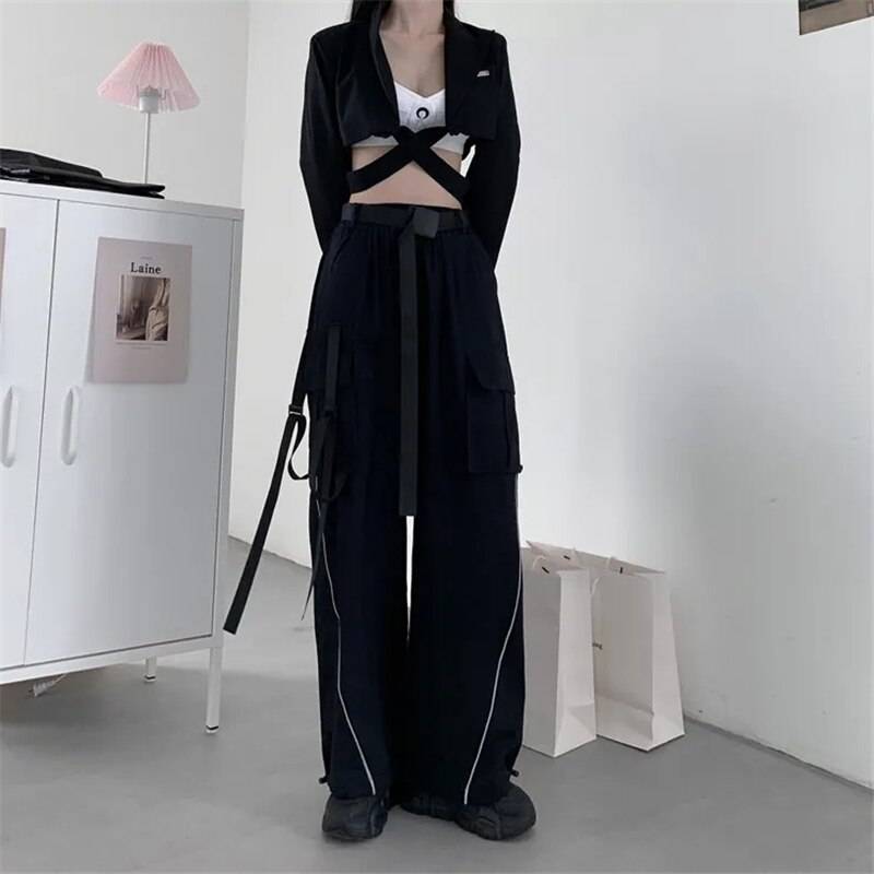 Women's Reflective Details Loose Techwear Cargo Pants - ATLAS 1