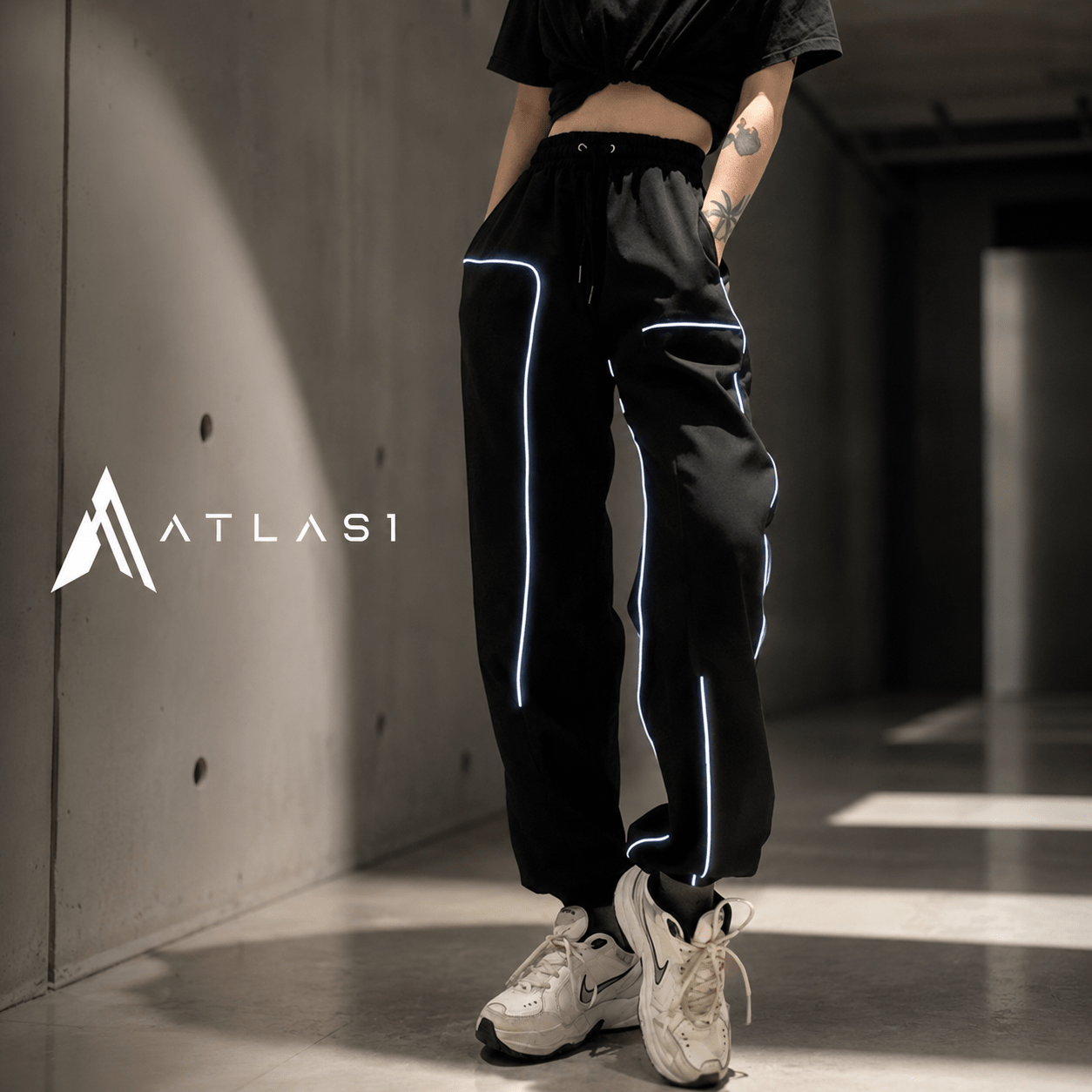 Women's Reflective High Waist Cyber Punk Joggers - ATLAS 1