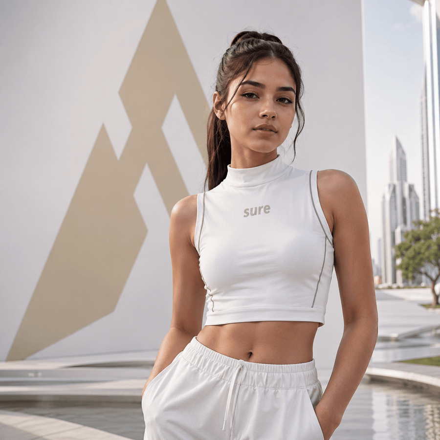 Women's Reflective Lines Techwear Crop Top — Cropped silhouette