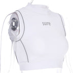 Women's Reflective Lines Techwear Crop Top - ATLAS 1