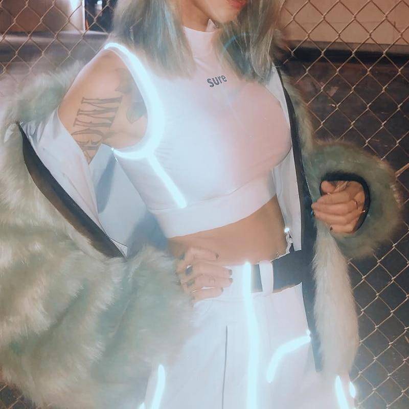 Women's Reflective Lines Techwear Crop Top - ATLAS 1