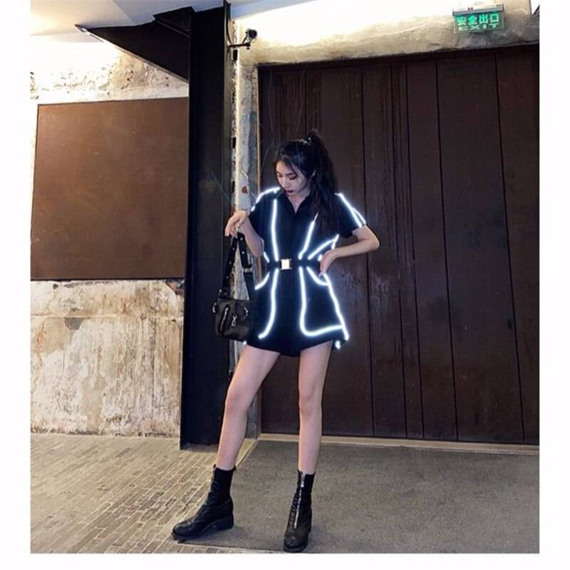 Women's Reflective Lines Techwear Mini Overall - ATLAS 1