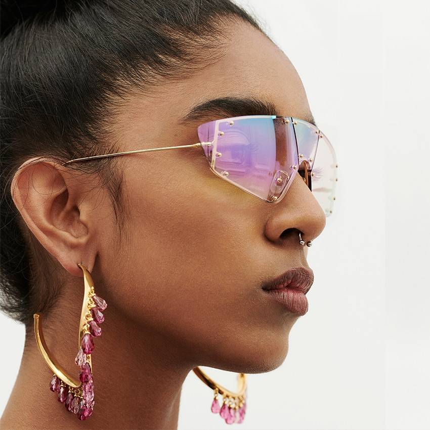 Women's Rimless Cyber Punk Sunglasses — Rimless cyberpunk look