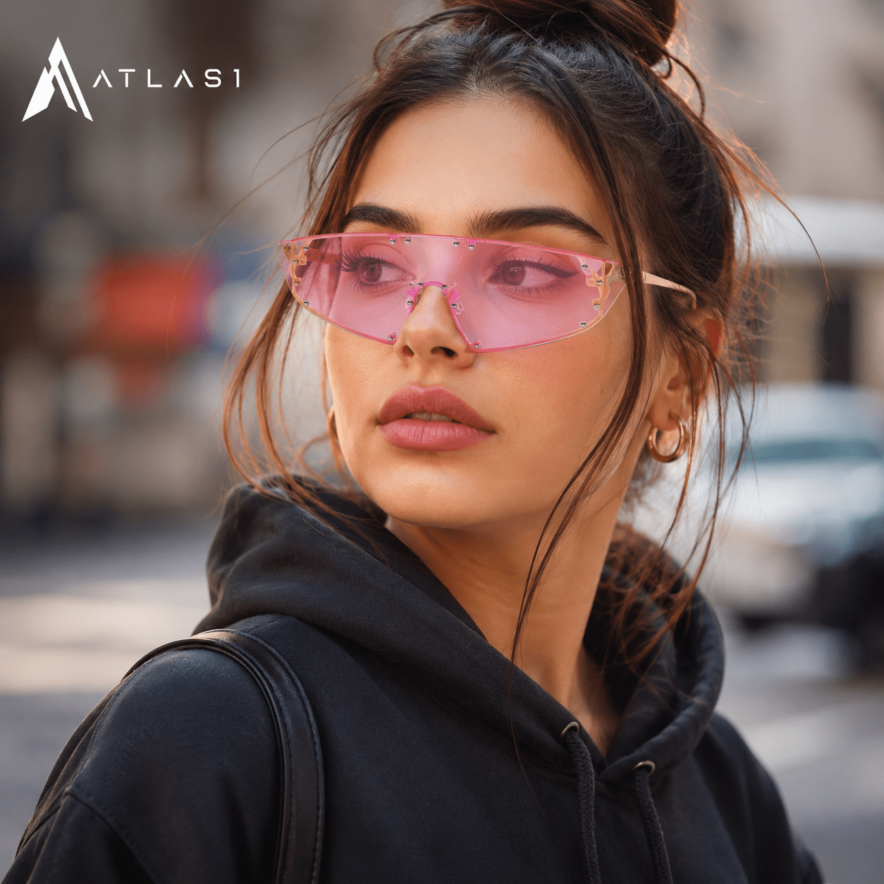 Women's Rimless Cyber Punk Sunglasses - ATLAS 1