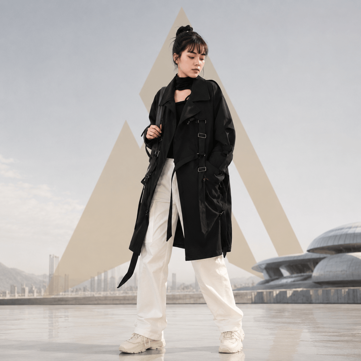Women's Strappy Tactical Style Oversized Coat - ATLAS 1