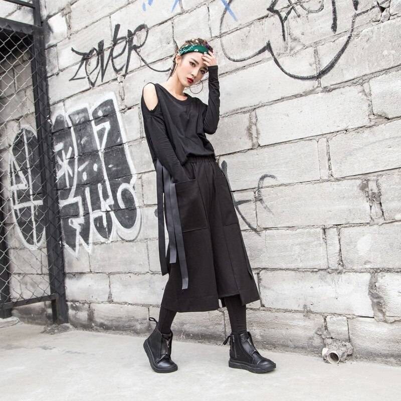 Celana Kulot Techwear Streetwear Wanita — Potongan longgar
