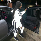Women's Striped Reflective Techwear Crop Top and Joggers Set - ATLAS 1