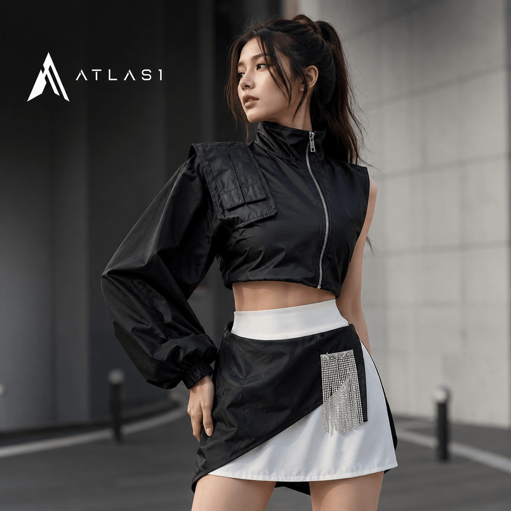 Women's Techwear Asymetric One Shoulder Jacket - ATLAS 1