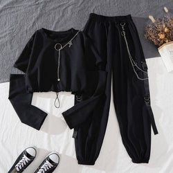 Women's Techwear Cargo Pants and Crop Sweatshirt Set - ATLAS 1