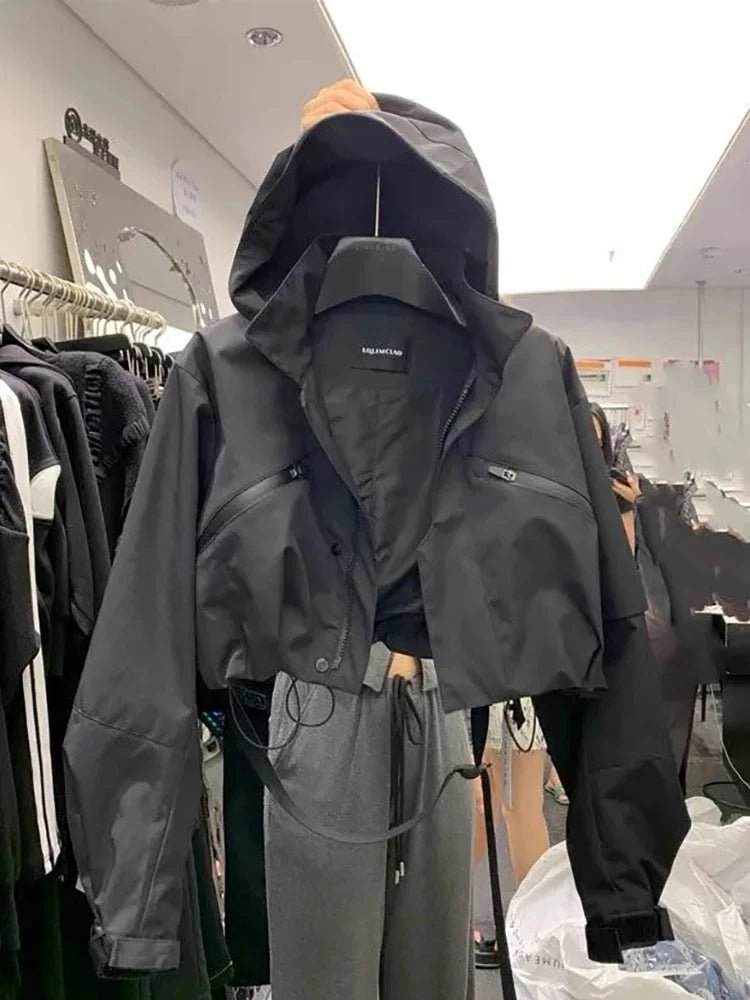 Women's Techwear Hooded Short Windbreaker Jacket - ATLAS 1