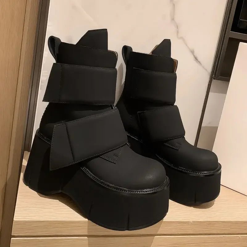 Women's Techwear Platform Leather Ankle Boots - ATLAS 1