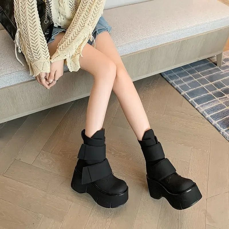 Women's Techwear Platform Leather Ankle Boots - ATLAS 1