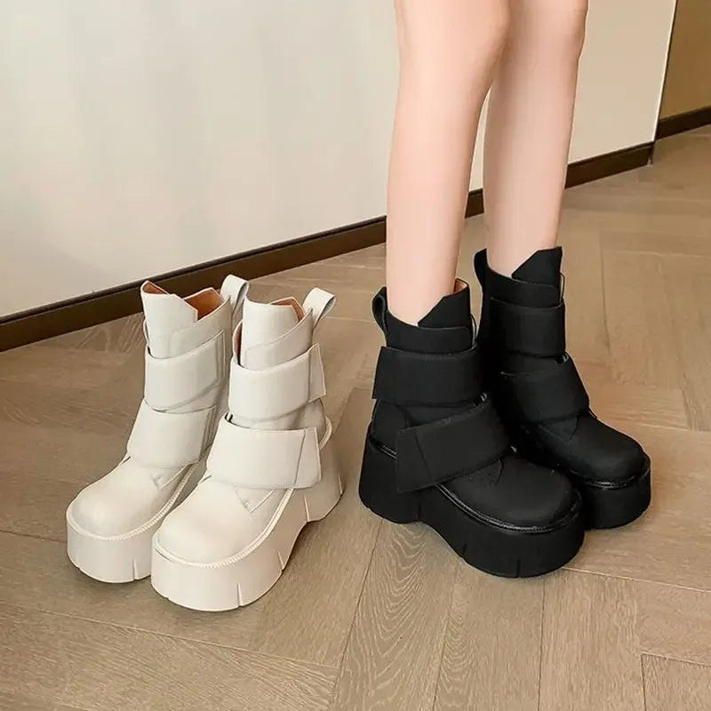 Women's Techwear Platform Leather Ankle Boots - ATLAS 1