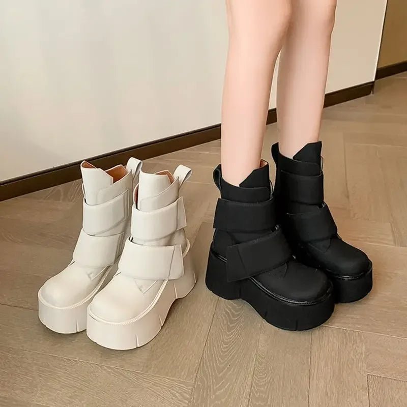 Women's Techwear Platform Leather Ankle Boots - ATLAS 1