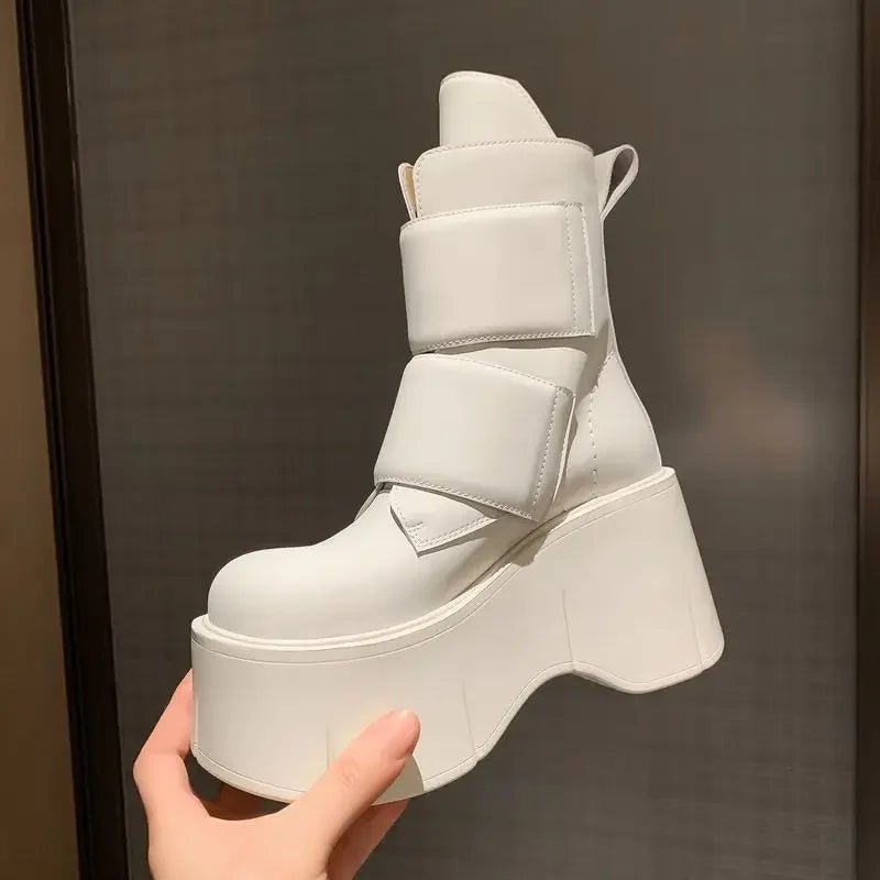 Women's Techwear Platform Leather Ankle Boots - ATLAS 1