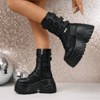 Women’s Techwear Punk Platform Buckle Boots - ATLAS 1