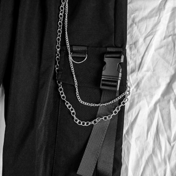 Gothic Women Black Cargo Pants Harajuku Punk Chain Trousers Female Hip Hop Mall Goth Streetwear Techwear Egirl Grunge Women's Techwear Cargo Pants Women's Techwear Pants Black Techwear Cheap Techwear Techwear Fashion & Clothing Techwear for Girls Techwear for Women