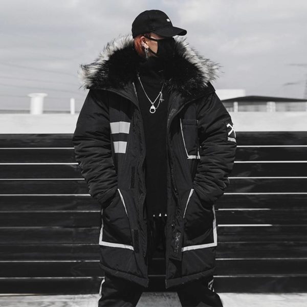 11 BYBB’S DARK Black Winter Thick Jacket Parkas Men Hooded Fur Collar Coats Parka Streetwear Mens Hip Hop Long Warm Coats DG175