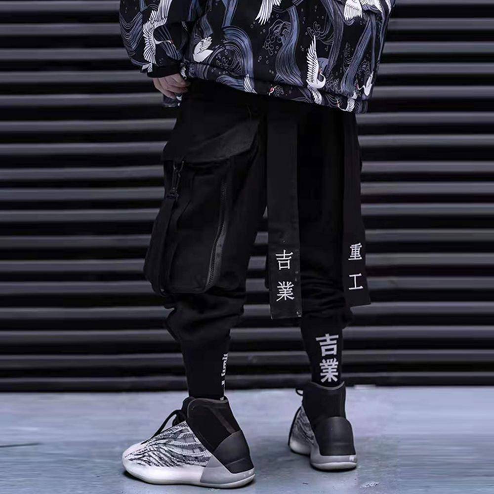 Ribbons Harem Joggers Men Cargo Pants Streetwear 2022 Hip Hop Casual  Pockets Track Pants Male Harajuku Fashion Trousers