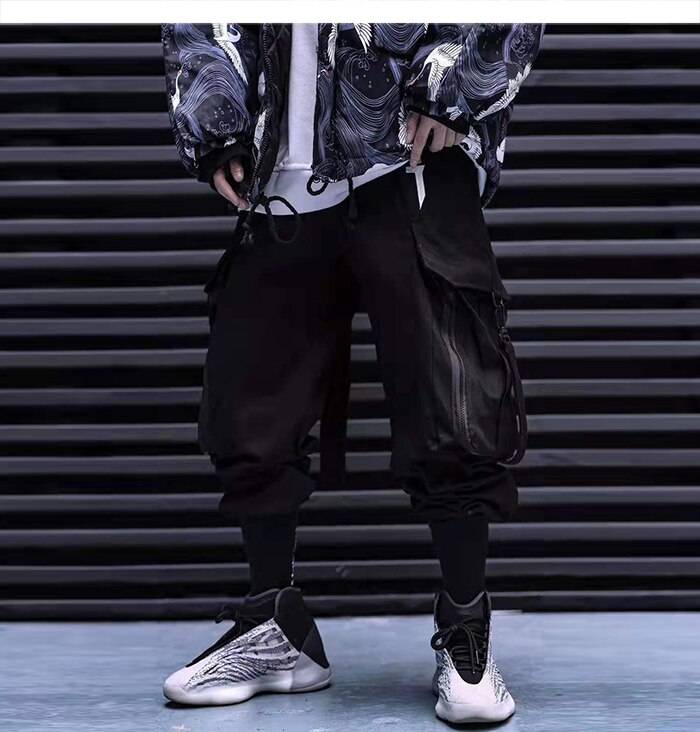 11 BYBB'S DARK Multi Pocket Hip Hop Pants Men Ribbon Elastic Waist Harajuku Streetwear Joggers Mens Trousers Techwear Pants