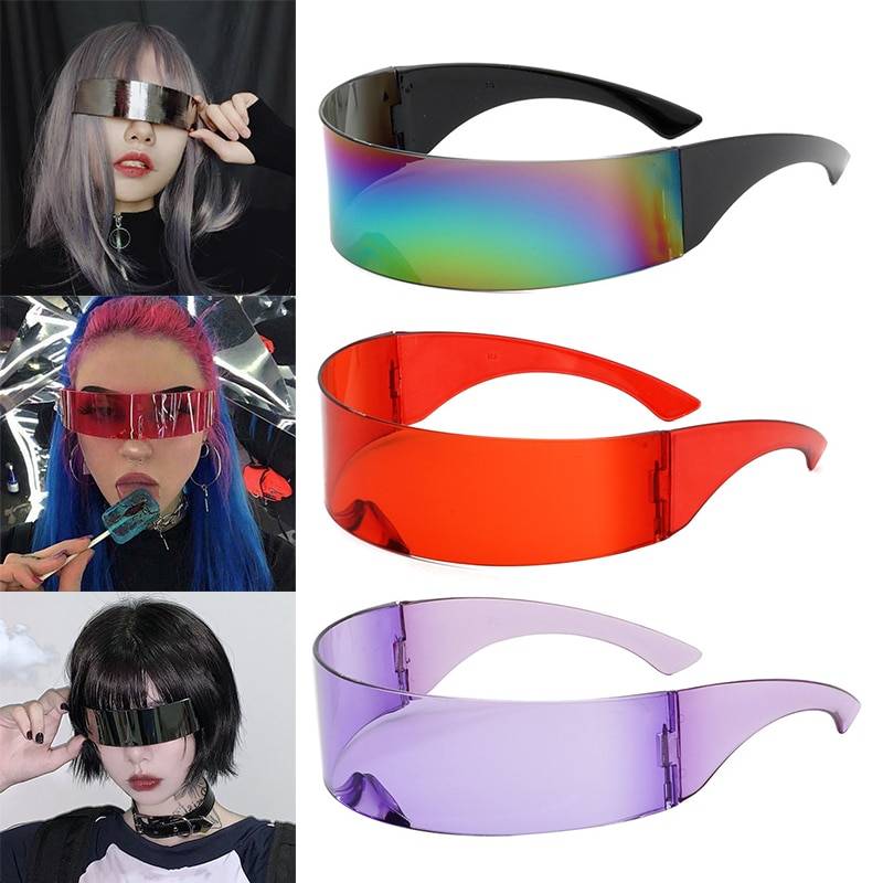 Cyberpunk Party Glasses Visor Wrap Shield Large Mirror Sunglasses Riding Windproof Glasses Fashion Personality Glasses 6
