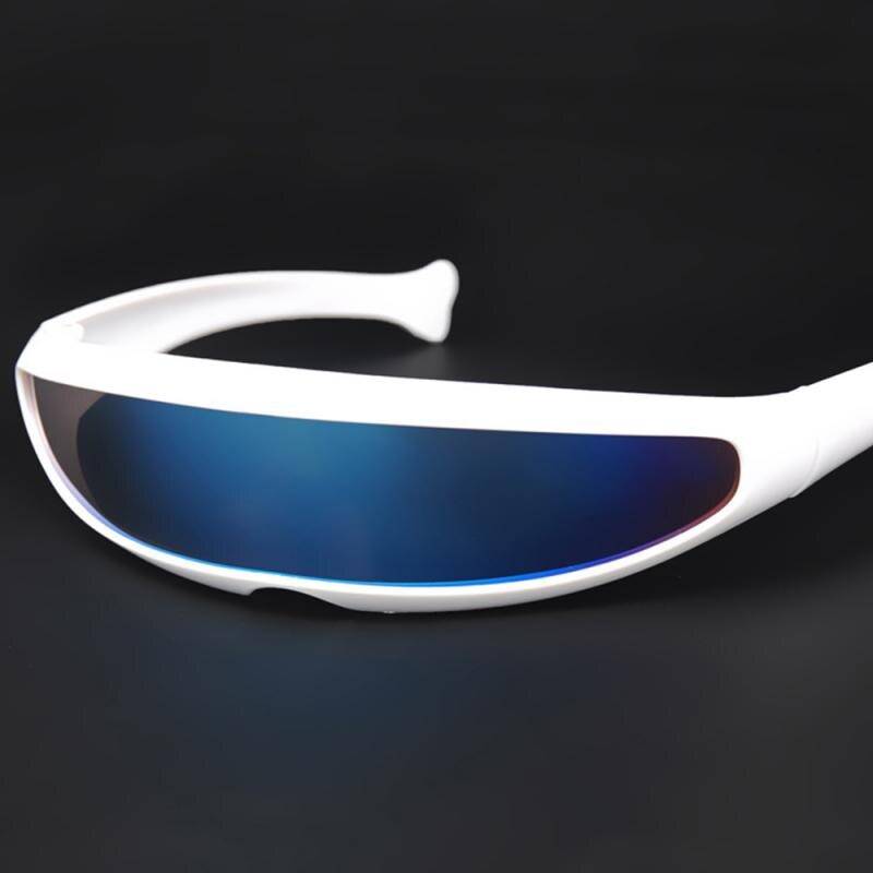 Futuristic Cyclops Sunglasses Plastic Color Mirrored Single Lens Visor Cosplay Women Men Party Eye Glasses Big Frame Shi 22