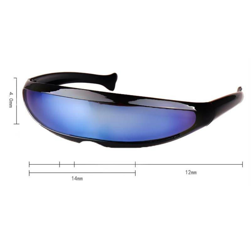 Futuristic Cyclops Sunglasses Plastic Color Mirrored Single Lens Visor Cosplay Women Men Party Eye Glasses Big Frame Shi 23