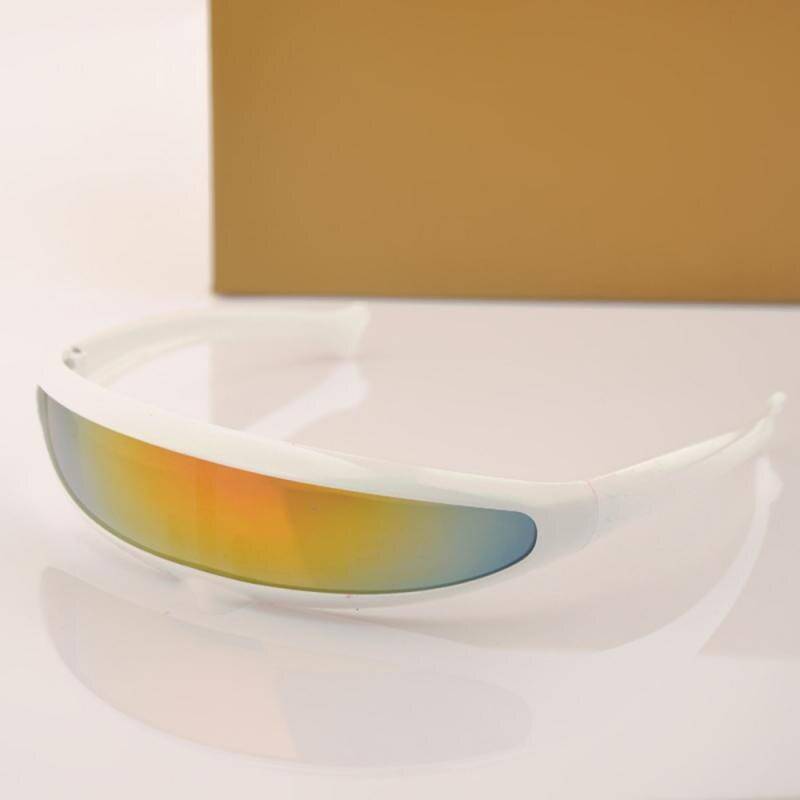 Futuristic Cyclops Sunglasses Plastic Color Mirrored Single Lens Visor Cosplay Women Men Party Eye Glasses Big Frame Shi 27