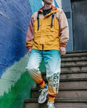 Men's Colourful Techwear Hooded Jacket