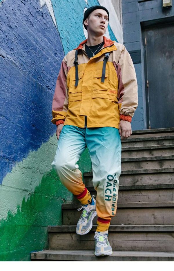 Men's Colourful Techwear Hooded Jacket