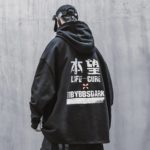 Men’s Techwear Harajuku Cotton Printed Hip Hop Hoodie