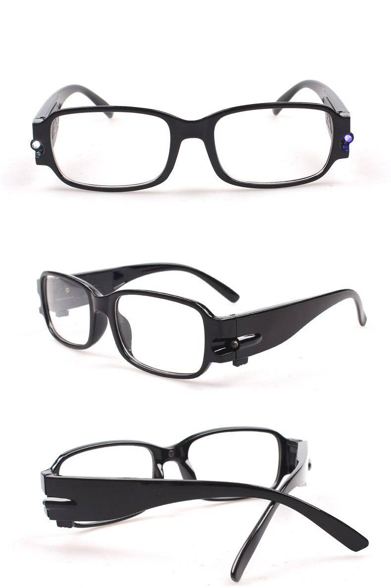 Techwear LED Light Reading Glasses Clear Occhiali Da Lettura Diopter Night Presbyopic Glasses 9