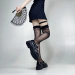 Y Demo Gothic Sexy Spider Web Women Lolita Elastic Stockings Heart Pattern Harajuku Hollow Out Punk Black Long Stockings